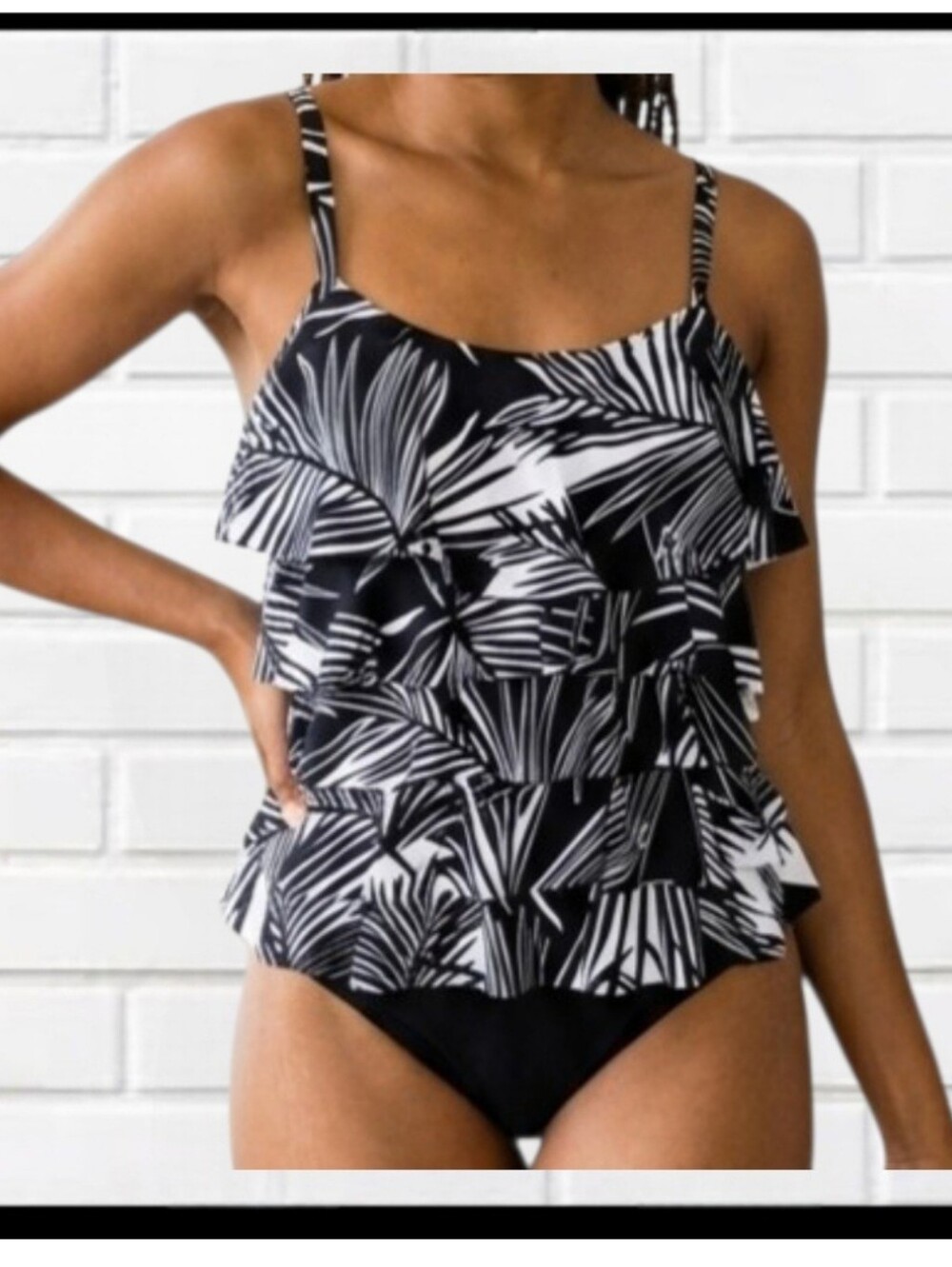 TROPICAL ESCAPE One Piece Tier Fauxkini Swimsuit Sz 8 NWT